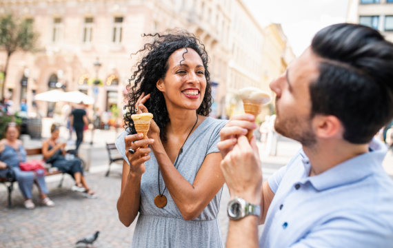 Couple smiling